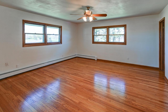 7628 W Mineral Point Rd, Verona, WI 53593 - empty room with healthy amount of natural light, light wood finished floors, ceiling fan, and baseboards
