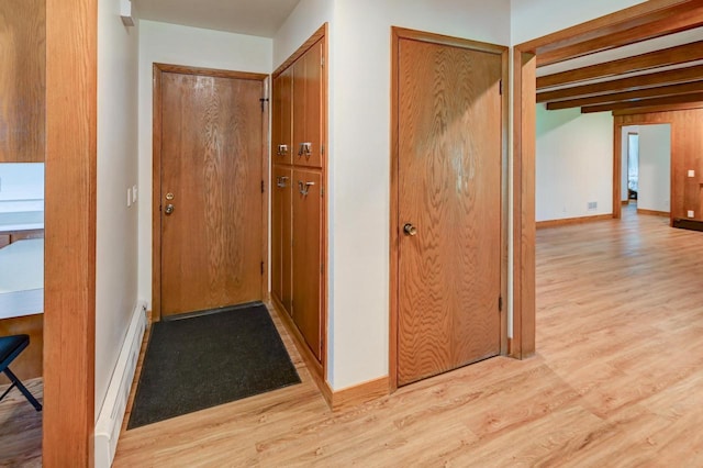 7628 W Mineral Point Rd, Verona, WI 53593 - corridor featuring light wood finished floors, a baseboard radiator, and baseboards