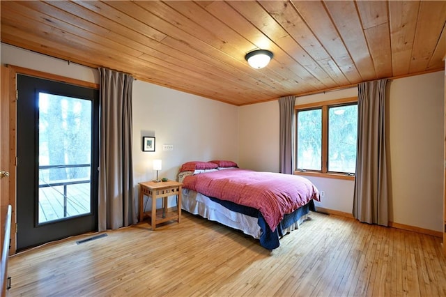 12642 Paddock Rd, Hayward, WI 54843 - bedroom with wooden ceiling and light wood-type flooring