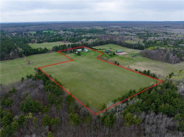 12642 Paddock Rd, Hayward, WI 54843 - aerial view of sparsely populated area featuring property parcel outlined