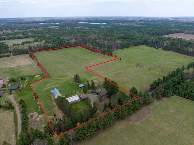 12642 Paddock Rd, Hayward, WI 54843 - aerial view of sparsely populated area with a forest