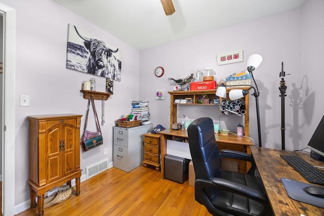 N2356 County Road D Ft, Atkinson, WI 53538 - office with light wood-type flooring, a ceiling fan, and baseboards