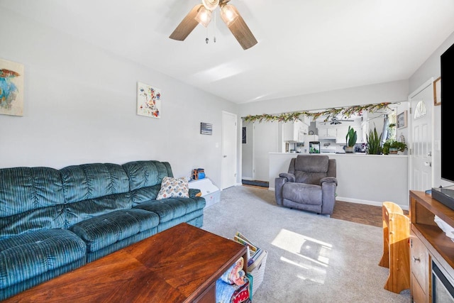 N2356 County Road D Ft, Atkinson, WI 53538 - carpeted living area with ceiling fan and baseboards