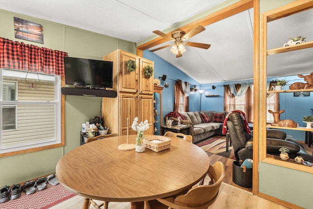 7244 Pine Tree Dr, Almond, WI 54909 - dining space featuring wood finished floors and a ceiling fan