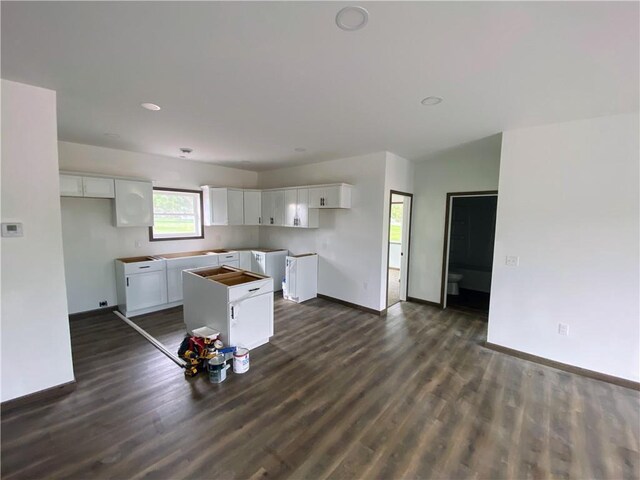 202 Huset Ln, Dallas, WI 54733 - kitchen with baseboards, dark wood-style floors, white cabinetry, and recessed lighting