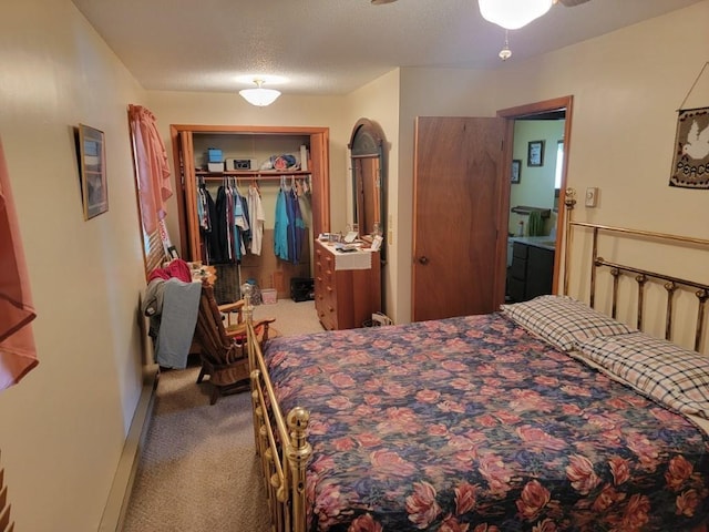 4055W Lester Ln, Loretta, WI 54896 - bedroom with carpet, a closet, and a textured ceiling