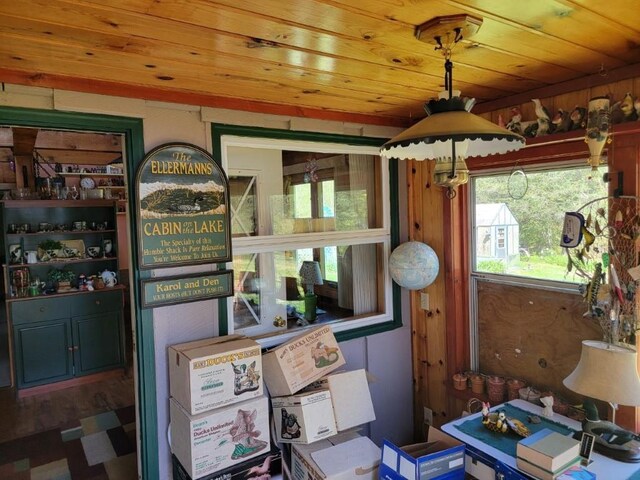 4055W Lester Ln, Loretta, WI 54896 - office space featuring wood ceiling and wood finished floors