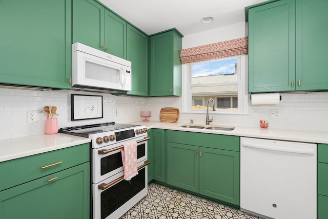 4106 Meyer Ave, Madison, WI 53711 - kitchen featuring white appliances, a sink, light countertops, and tasteful backsplash