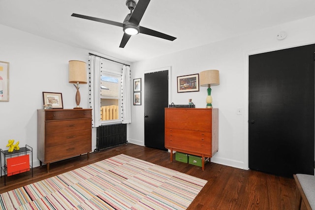 4106 Meyer Ave, Madison, WI 53711 - bedroom featuring wood finished floors, radiator, baseboards, and a ceiling fan