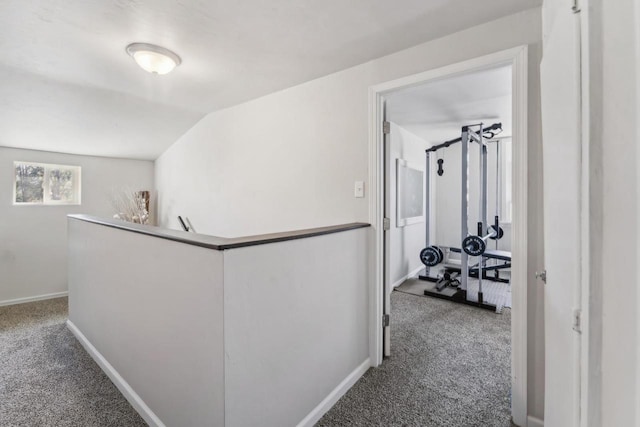 1578 Cass St, Green Bay, WI 54302 - corridor featuring carpet, an upstairs landing, baseboards, and lofted ceiling