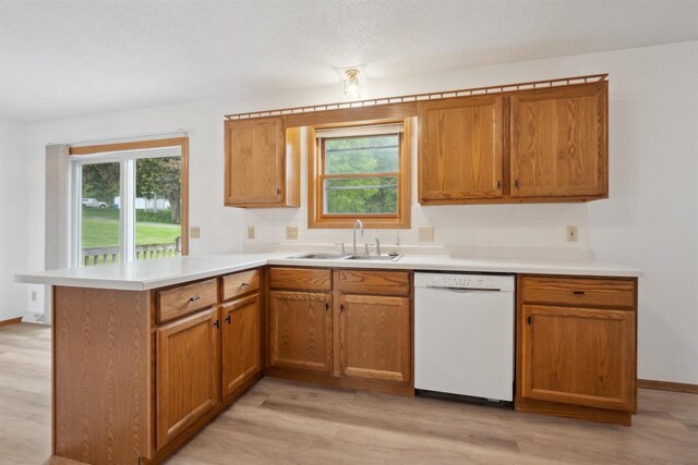 119 White St, Benton, WI 53803 - kitchen featuring white dishwasher, a sink, a peninsula, and plenty of natural light