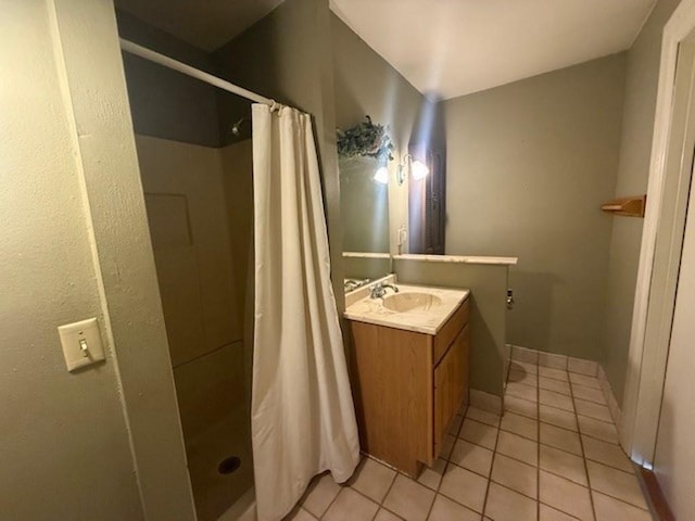 228227 County Road Y, Birnamwood, WI 54414 - full bathroom featuring tile patterned flooring, vanity, and a stall shower