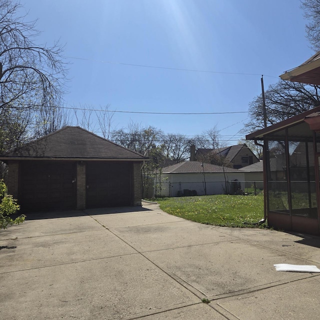 view of detached garage