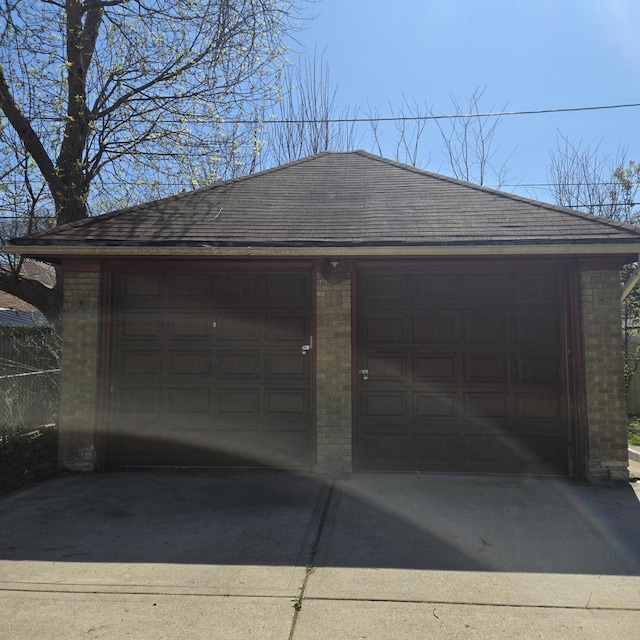 view of detached garage