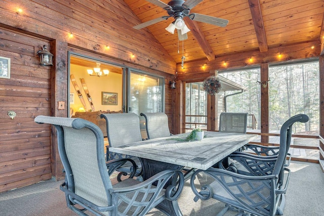 1948 Wild Life Ln, Eagle River, WI 54521 - sunroom featuring a ceiling fan and outdoor dining space