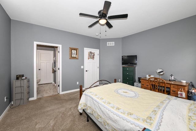 5150 Fairmont Dr, Milton, WI 53563 - bedroom featuring carpet floors, baseboards, ceiling fan, and connected bathroom