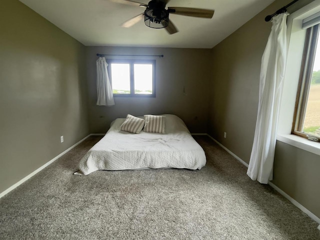7401 Mildred Ct, Cross Plains, WI 53528 - bedroom featuring carpet, baseboards, and a ceiling fan