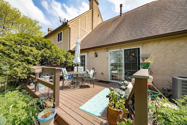 14 Golf Course Rd, Madison, WI 53704 - wooden terrace featuring outdoor dining space and cooling unit