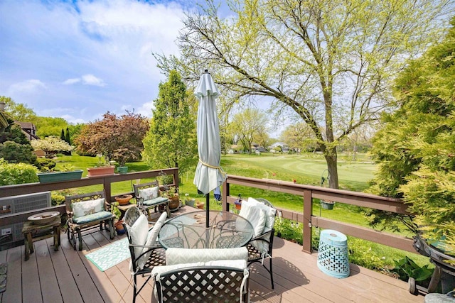 14 Golf Course Rd, Madison, WI 53704 - deck featuring outdoor dining space and view of golf course
