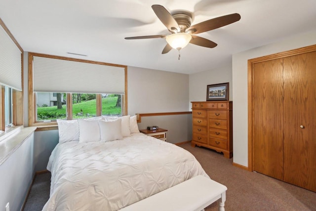 1816 Blue Ridge Trl, Waunakee, WI 53597 - bedroom featuring carpet floors, a closet, ceiling fan, and baseboards