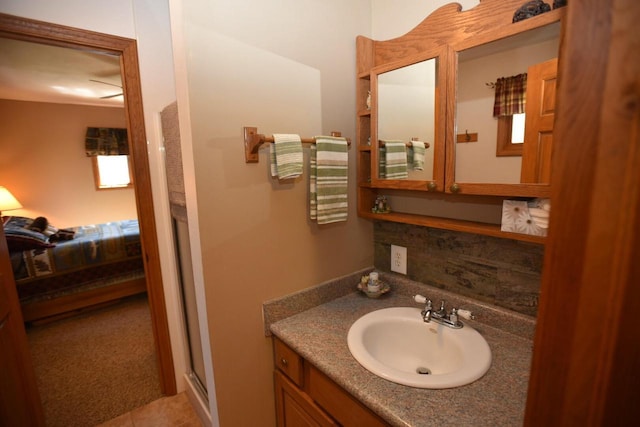N1423 Silver Canoe Rd, Keshena, WI 54135 - bathroom with vanity, a shower stall, and ensuite bath