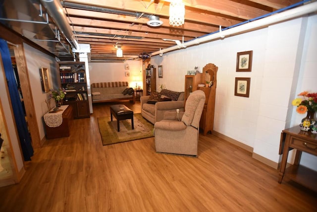 N1423 Silver Canoe Rd, Keshena, WI 54135 - below grade area with wood finished floors