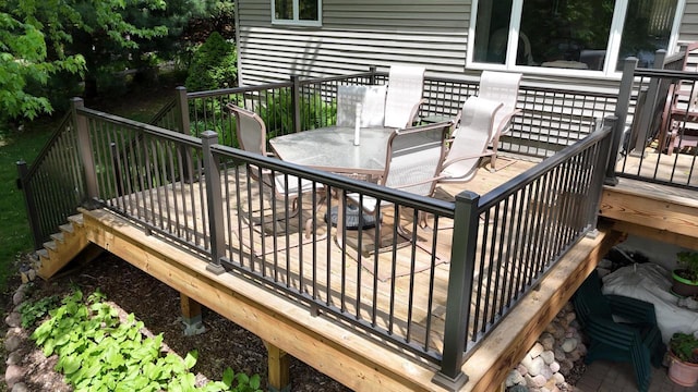N1423 Silver Canoe Rd, Keshena, WI 54135 - wooden terrace with stairway