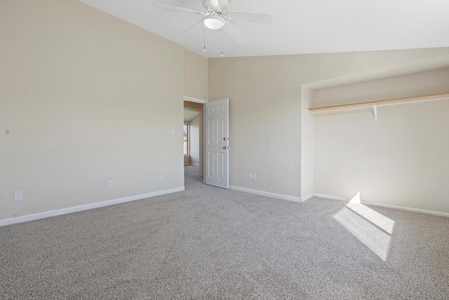 6548 N Bourbon St, Milwaukee, WI 53224 - unfurnished bedroom with carpet floors, baseboards, lofted ceiling, and ceiling fan