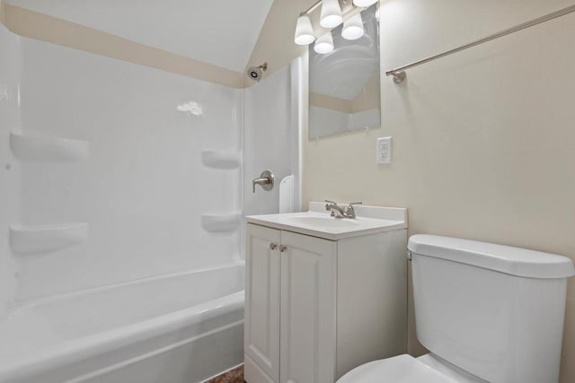 6548 N Bourbon St, Milwaukee, WI 53224 - full bathroom featuring toilet, bathtub / shower combination, vanity, and lofted ceiling