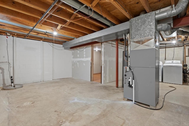 6548 N Bourbon St, Milwaukee, WI 53224 - unfinished below grade area with independent washer and dryer and heating unit