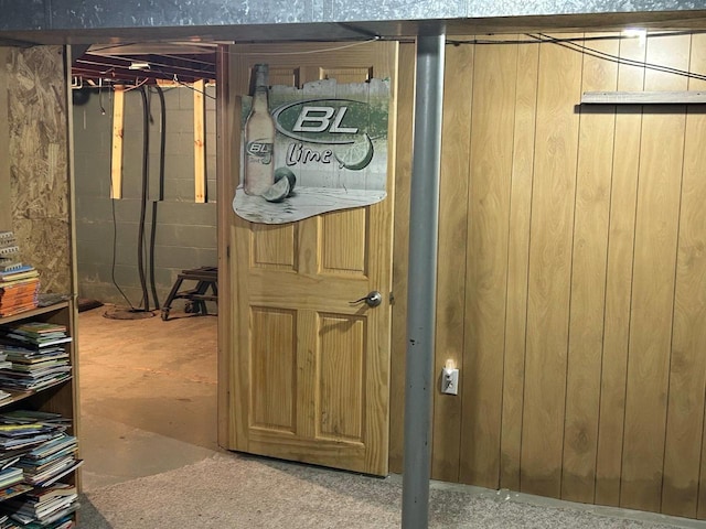 916 Fayette Ave, Rib Lake, WI 54470 - unfinished basement featuring wooden walls