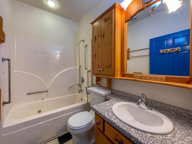 8395 Woolpy Dr, Minocqua, WI 54548 - bathroom with toilet, tub / shower combination, and vanity