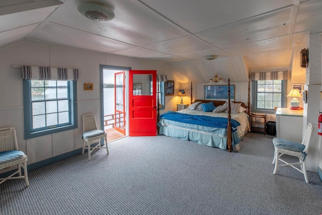 8395 Woolpy Dr, Minocqua, WI 54548 - carpeted bedroom with vaulted ceiling