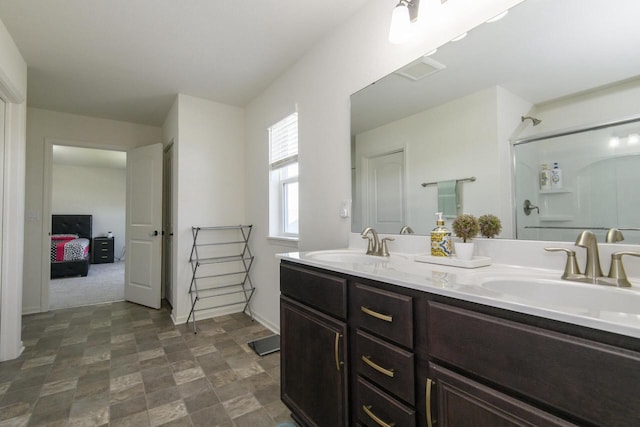 W242N5663 Simona Dr, Sussex, WI 53089 - full bath with a shower, double vanity, and ensuite bathroom