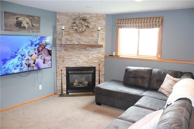 3530 Briarcrest Dr, Eau Claire, WI 54701 - carpeted living room featuring a fireplace and baseboards