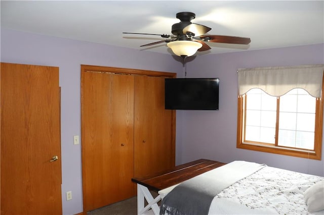 3530 Briarcrest Dr, Eau Claire, WI 54701 - carpeted bedroom with a closet and ceiling fan