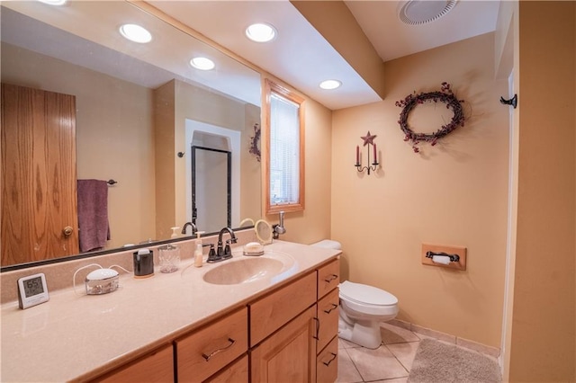 18886 53rd Ave, Chippewa Falls, WI 54729 - bathroom with tile patterned flooring, vanity, toilet, recessed lighting, and baseboards