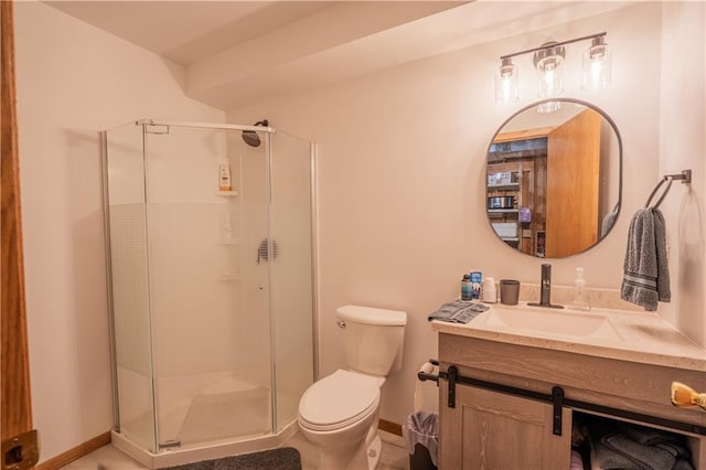 18886 53rd Ave, Chippewa Falls, WI 54729 - bathroom with toilet, a shower stall, vanity, and baseboards