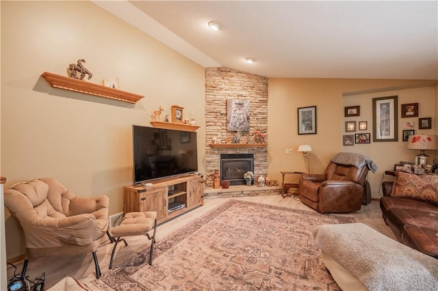 18886 53rd Ave, Chippewa Falls, WI 54729 - living room with vaulted ceiling and a stone fireplace