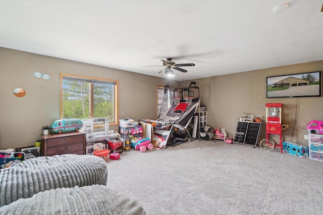 N124W13900 Lovers Ln, Germantown, WI 53022 - rec room featuring carpet floors and a ceiling fan