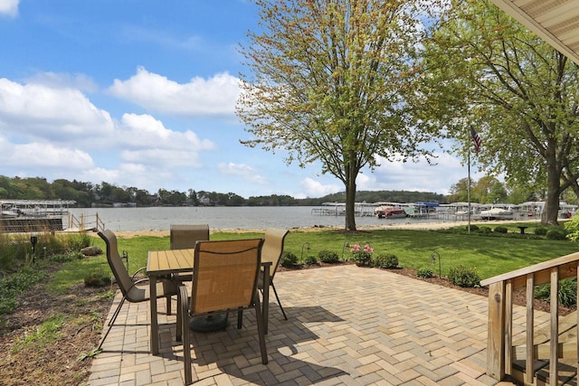 W5229 Surfwood Dr Unit 3B, Elkhorn, WI 53121 - view of patio featuring a water view and outdoor dining area