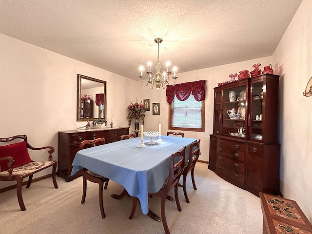 12541 Fleetwood Rd, Tomah, WI 54660 - dining room with a chandelier, light colored carpet, and a textured ceiling
