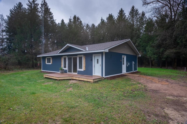 N3725 County Road Ee, Redgranite, WI 54970 - ranch-style house featuring a wooden deck and a front yard