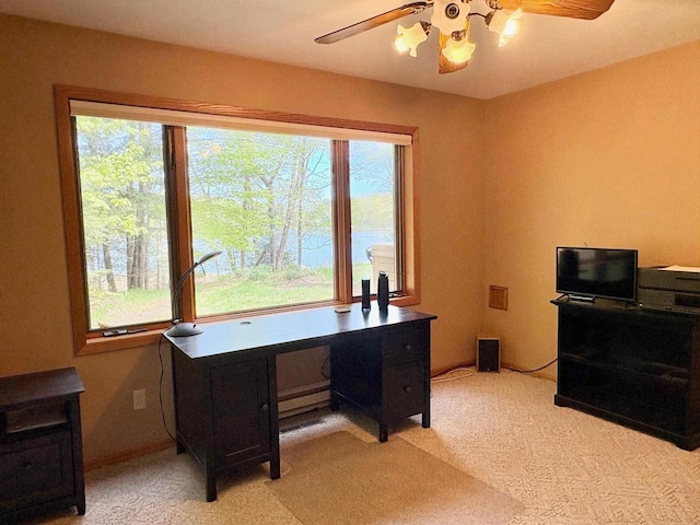 7002 Wildwood Ln, Rhinelander, WI 54501 - office space with ceiling fan and light colored carpet
