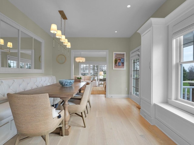 5021 Sherwood Ct, Burlington, WI 53105 - dining space featuring light wood-style flooring and recessed lighting