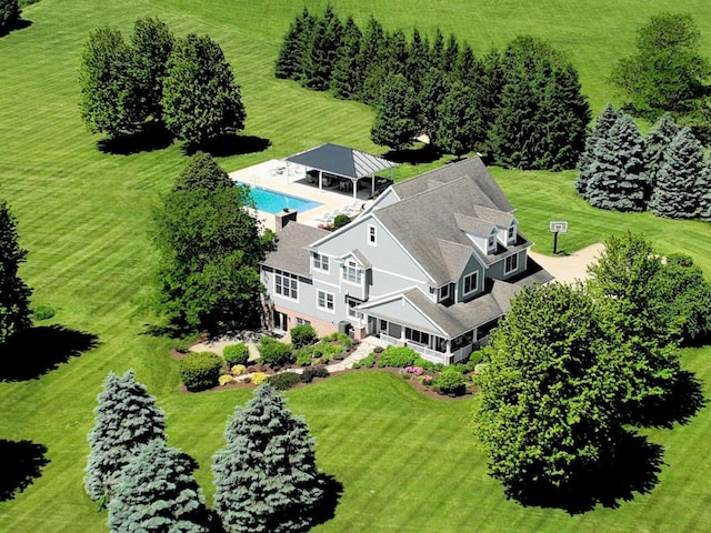5021 Sherwood Ct, Burlington, WI 53105 - view from above of property featuring a pool