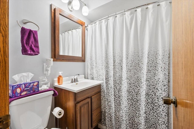 1941 Beulah Ave, East Troy, WI 53120 - bathroom featuring toilet, vanity, and a shower with shower curtain