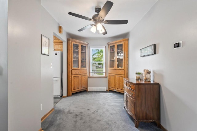 1941 Beulah Ave, East Troy, WI 53120 - doorway to outside with baseboards, carpet, and a ceiling fan