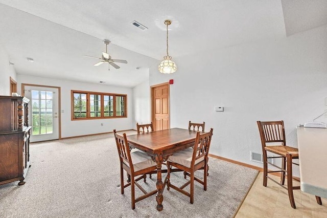 2142 Chateau Ct Unit 308-2, Grafton, WI 53024 - dining area featuring lofted ceiling, baseboards, and ceiling fan