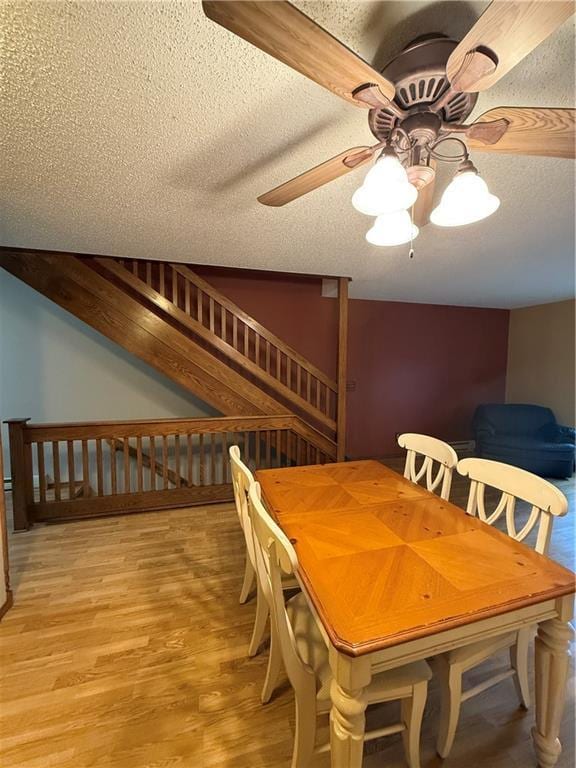 51 Stump Lake Rd, Chippewa Falls, WI 54729 - dining space featuring ceiling fan, light wood finished floors, and a textured ceiling